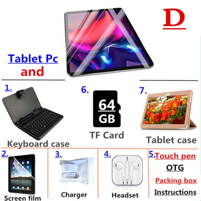 10.1 inch tablet PC 3G/4G Android 9.0 Octa Core Super tablets Ram 6G ram+128G rom WiFi GPS 10 tablet IPS 1920*1280 Dual SIM GPS